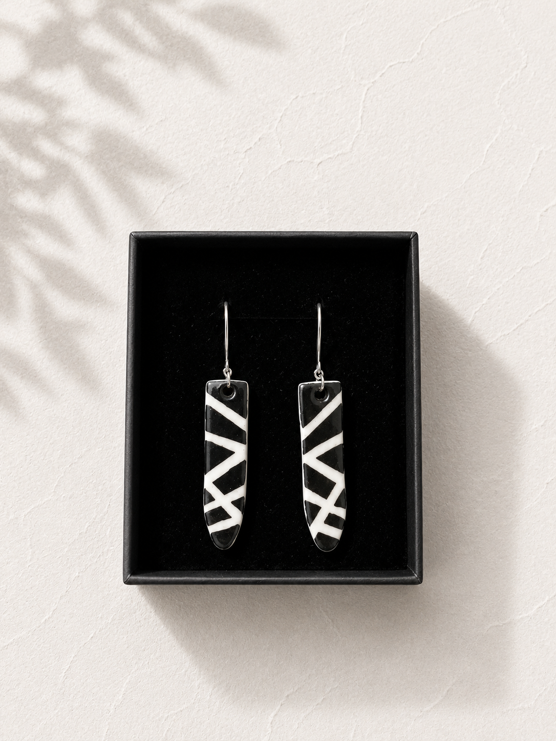 Ceramic Earrings - Black and White Design