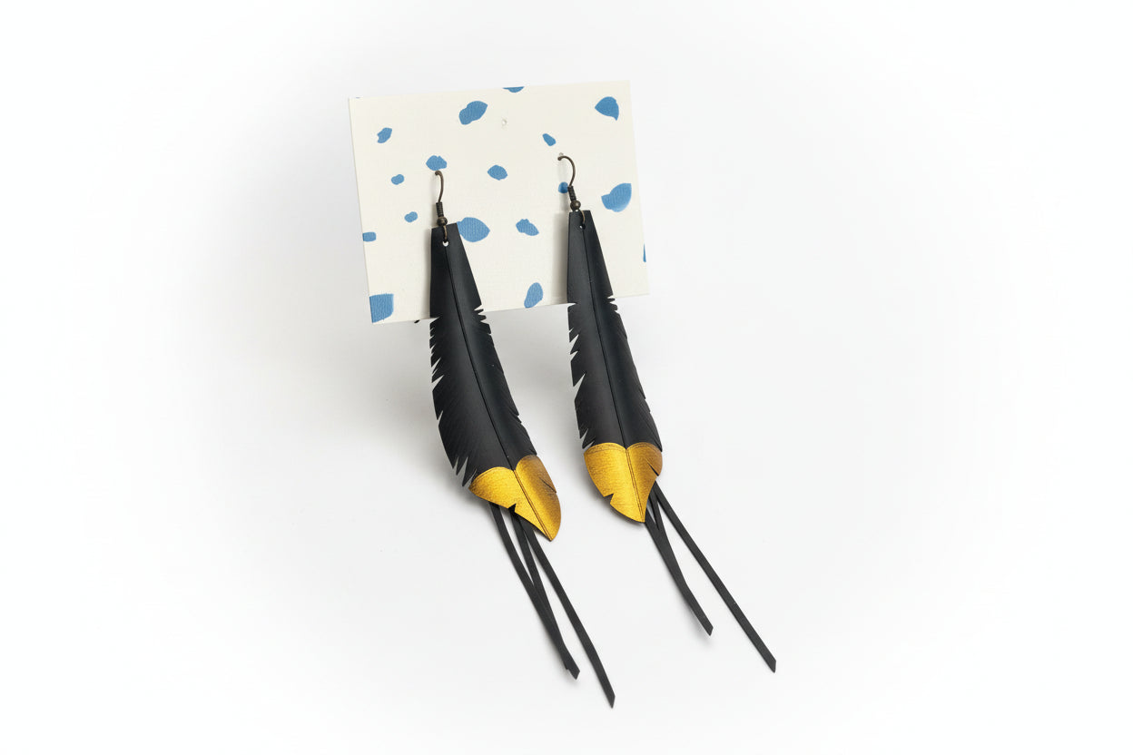 Re:Purpose Earrings -Gold tip with tassel